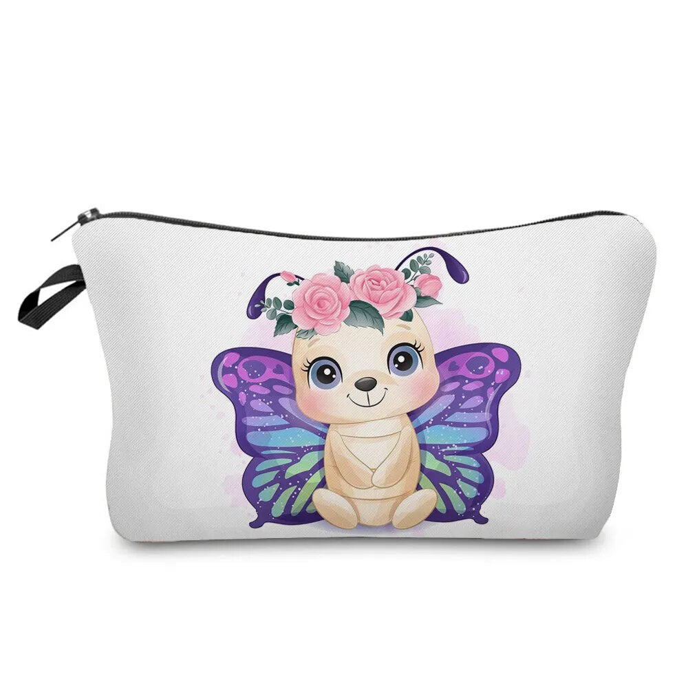 Cute Cartoon Animal Print Women's Cosmetic Bag