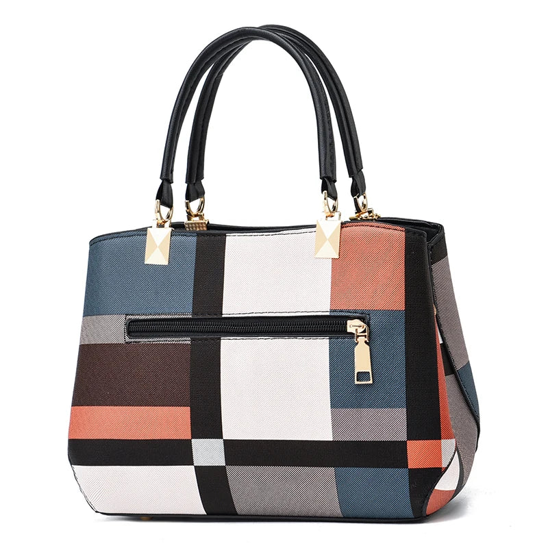 Plaid Pattern Handbag, Pompom Decor Crossbody Bag, Women's Top Handle Purses For Work