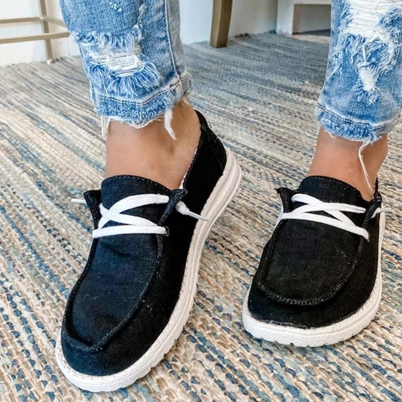Women Flats Round Toe Slip-on Sneakers