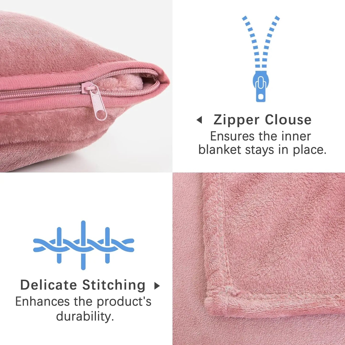 Portable Travel Blanket Soft Flannel Airplane Blanket 2 In 1 Travel Pillow and Blanket Set Plane Car Travel