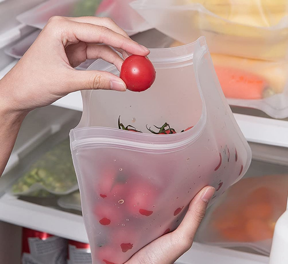 Silicone Reusable Stand Up Food Storage Bag Ziplock Bag