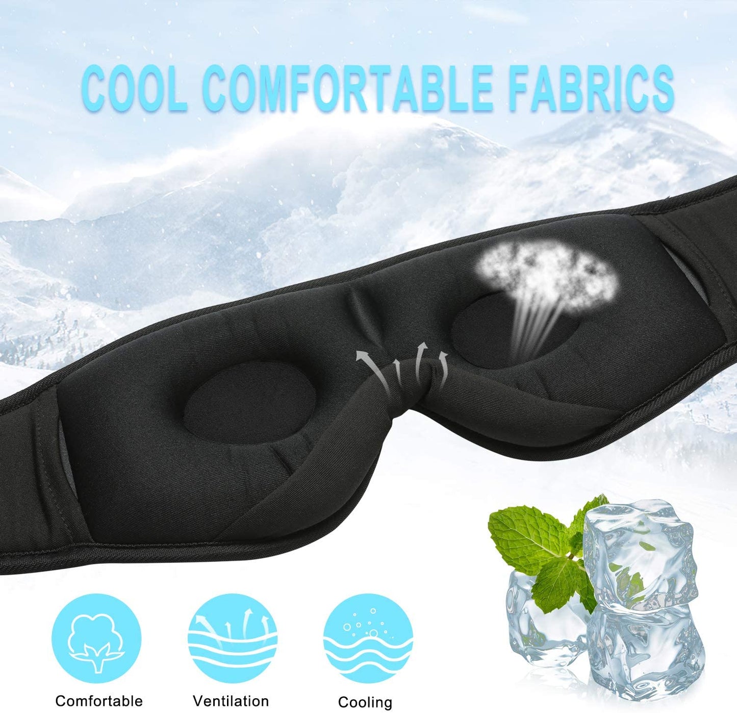 3D Eye Mask Travel Head Set With Microphone Bluetooth 5.0 Wireless