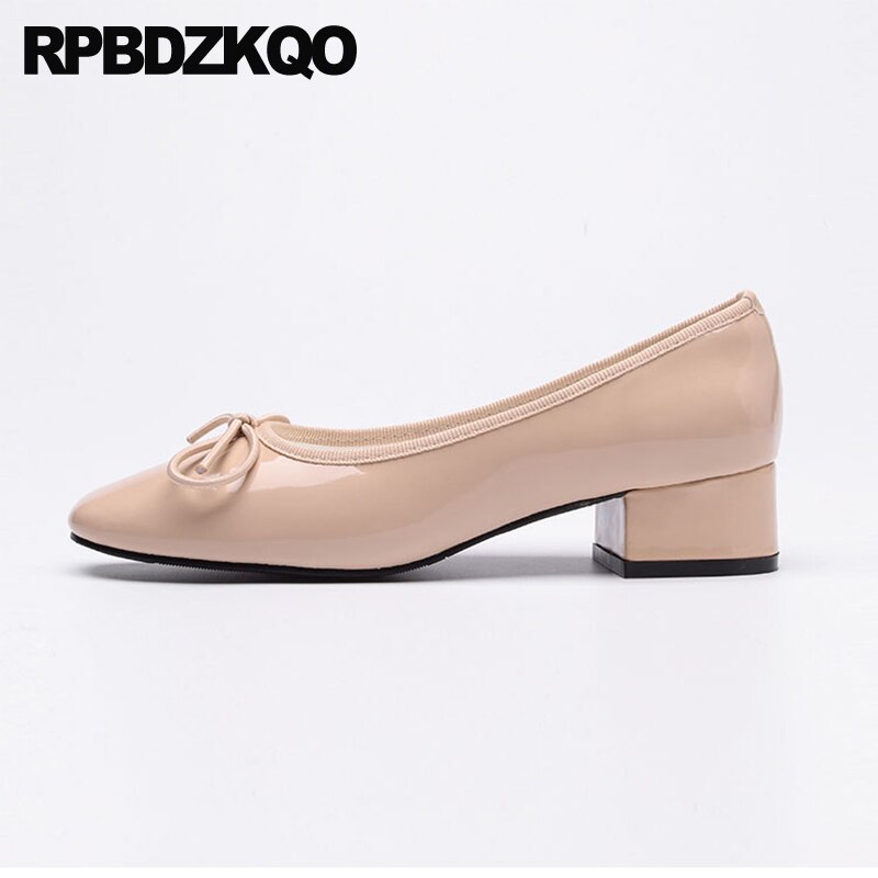 Bow Patent Leather Chunky Heel