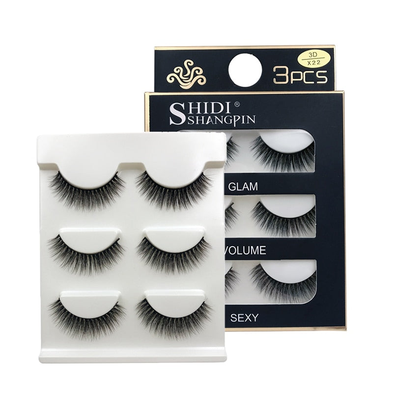 3 Pairs natural 3d mink lashes