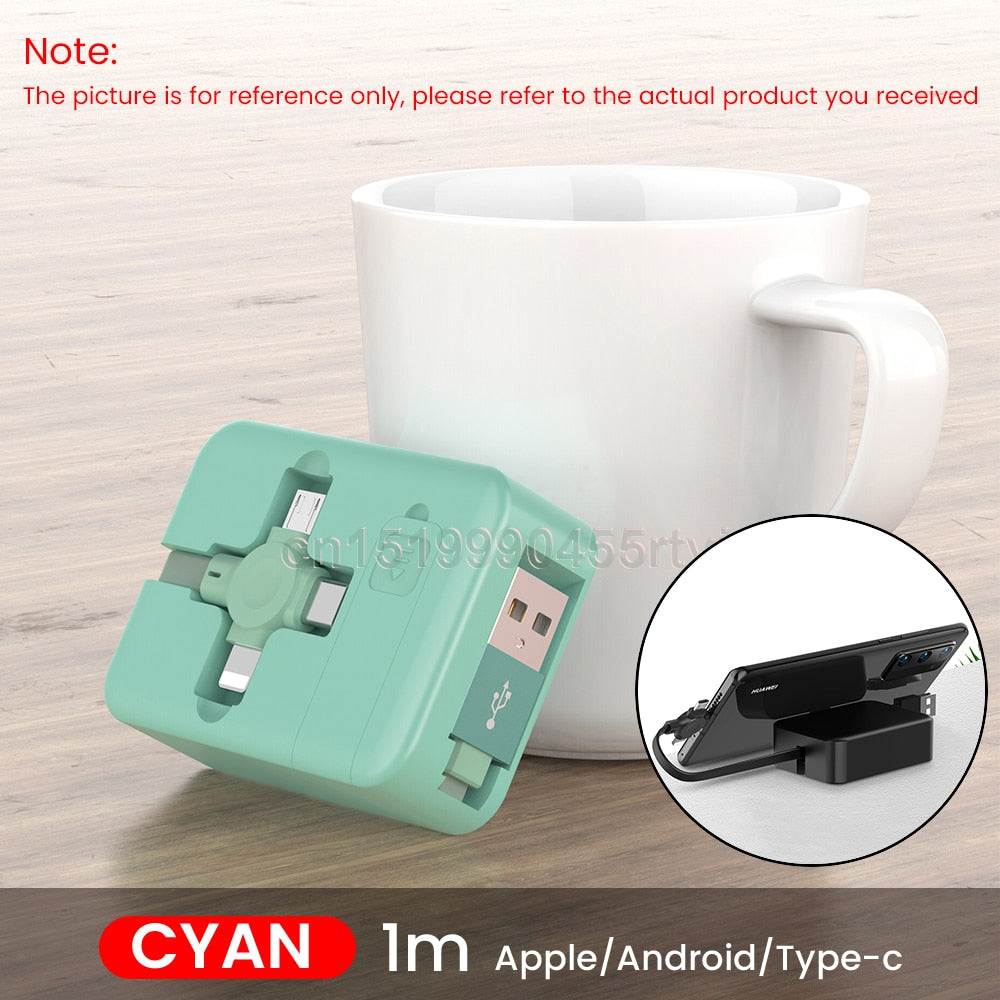 3-in-1 Charging Cable Roll Retractable Bracket