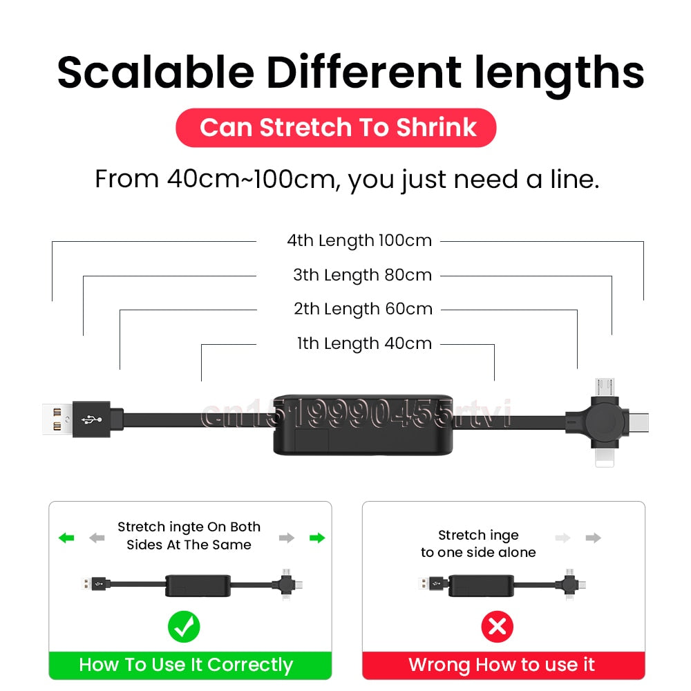 3-in-1 Charging Cable Roll Retractable Bracket