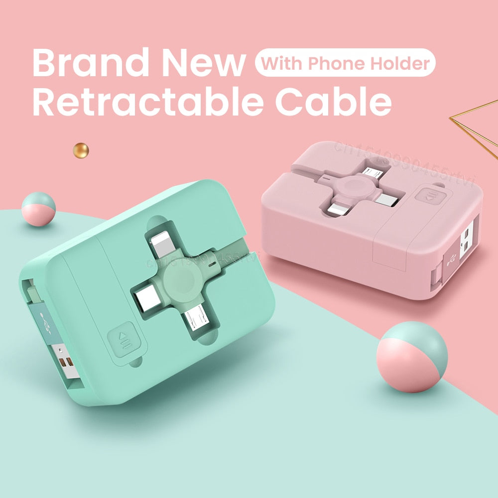 3-in-1 Charging Cable Roll Retractable Bracket
