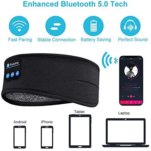 Sleeping Headphones Headband Wireless Music Earphones Eye Mask for Side Sleeper