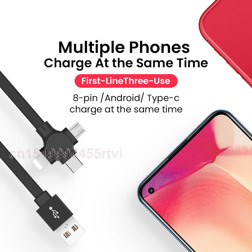 3-in-1 Charging Cable Roll Retractable Bracket