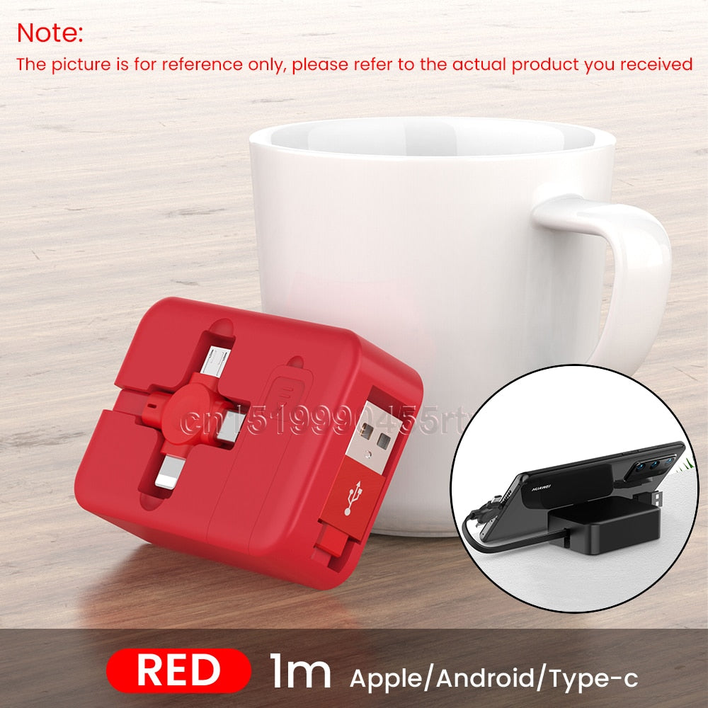 3-in-1 Charging Cable Roll Retractable Bracket