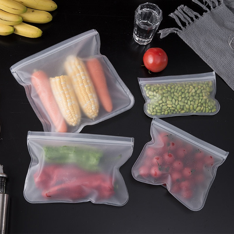 Silicone Reusable Stand Up Food Storage Bag Ziplock Bag
