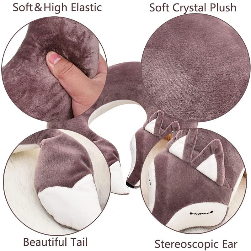 U Shaped Kids Hooded Neck Pillow for Airplane Travel