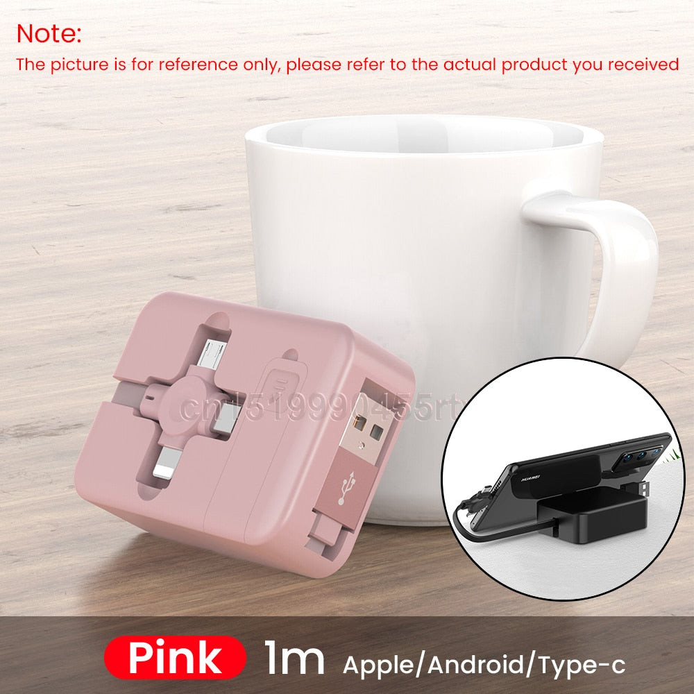 3-in-1 Charging Cable Roll Retractable Bracket