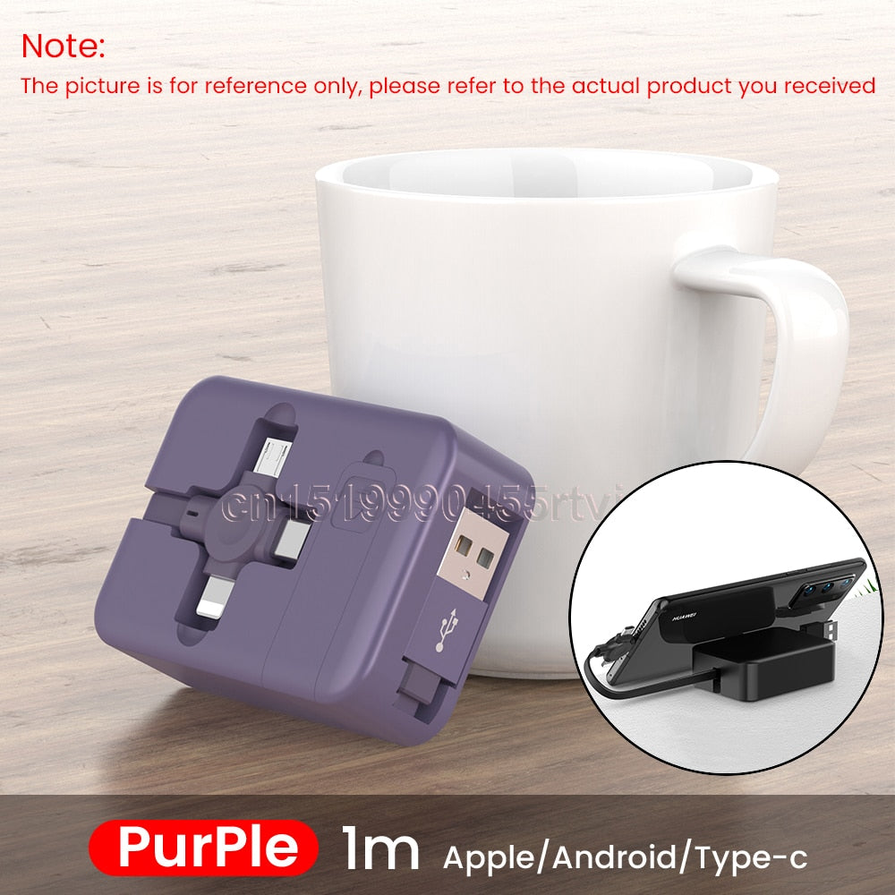 3-in-1 Charging Cable Roll Retractable Bracket