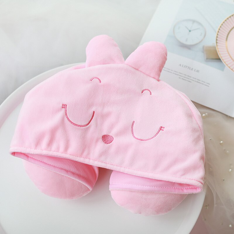 U Shaped Kids Hooded Neck Pillow for Airplane Travel