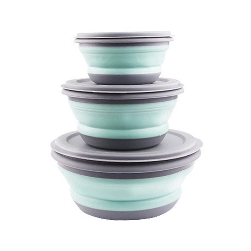3Pcs Bowl Sets Silicone Folding Lunch Box