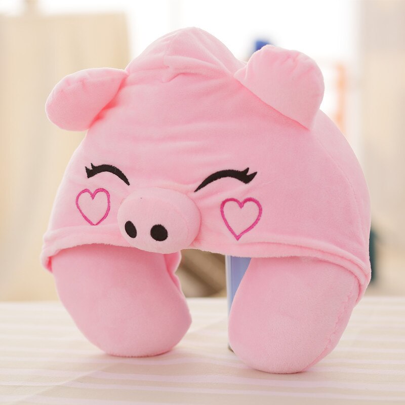 U Shaped Kids Hooded Neck Pillow for Airplane Travel