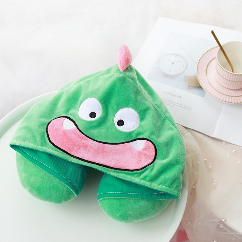 U Shaped Kids Hooded Neck Pillow for Airplane Travel