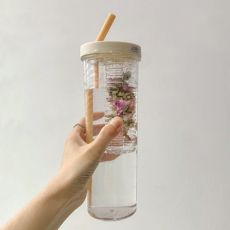 Fruit Filter Water Bottle with Straw