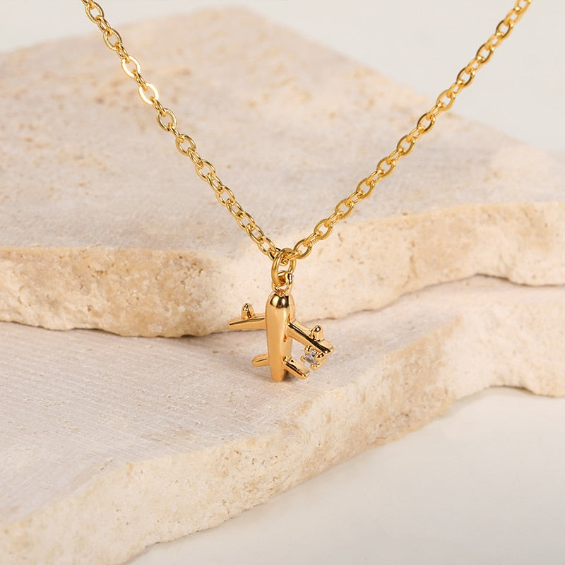 Luxury Zircon Airplane Necklace