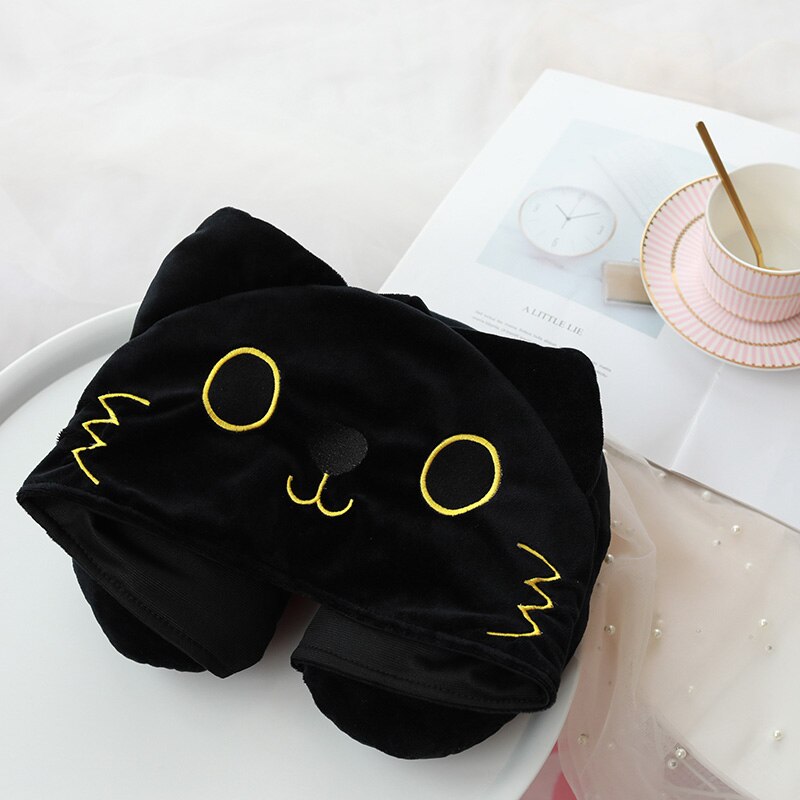 U Shaped Kids Hooded Neck Pillow for Airplane Travel