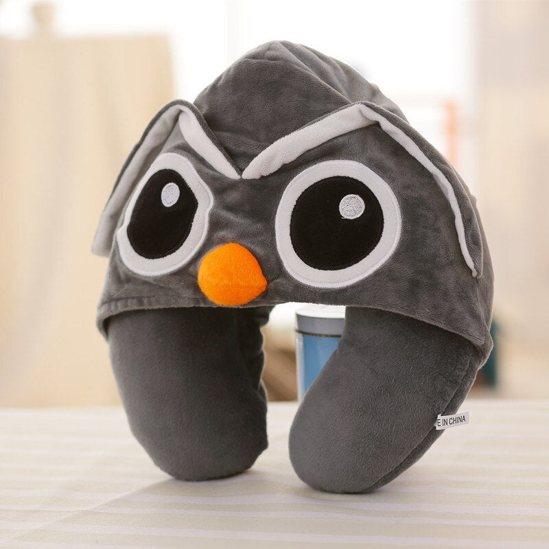 U Shaped Kids Hooded Neck Pillow for Airplane Travel