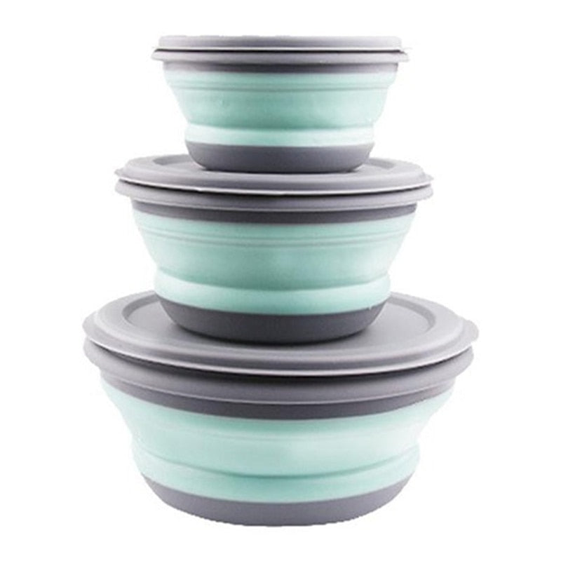 3Pcs Bowl Sets Silicone Folding Lunch Box