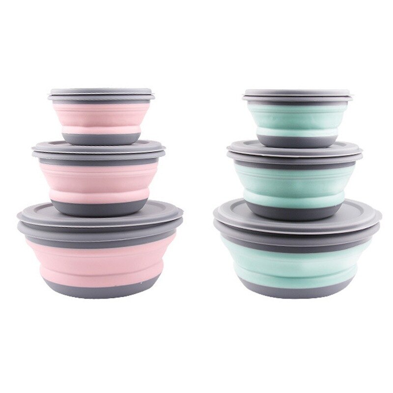 3Pcs Bowl Sets Silicone Folding Lunch Box