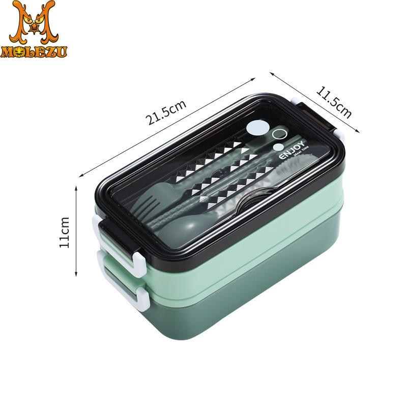 Lunch Box Food Storage Box 3 Layers Grids Student Office Worker Microwave Bento Box Outdoor Picnic Container with Fork Spoon