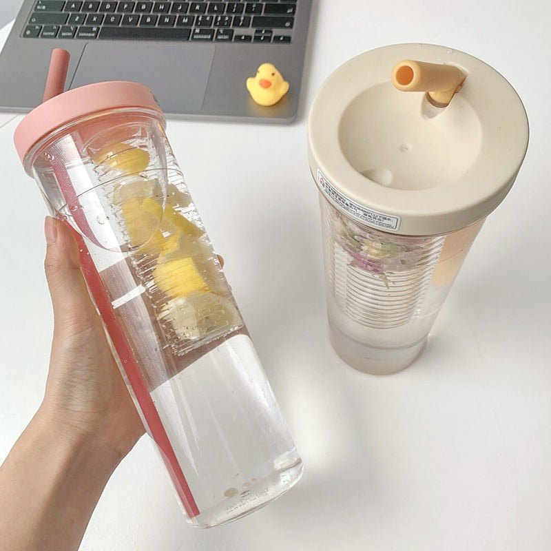 Fruit Filter Water Bottle with Straw