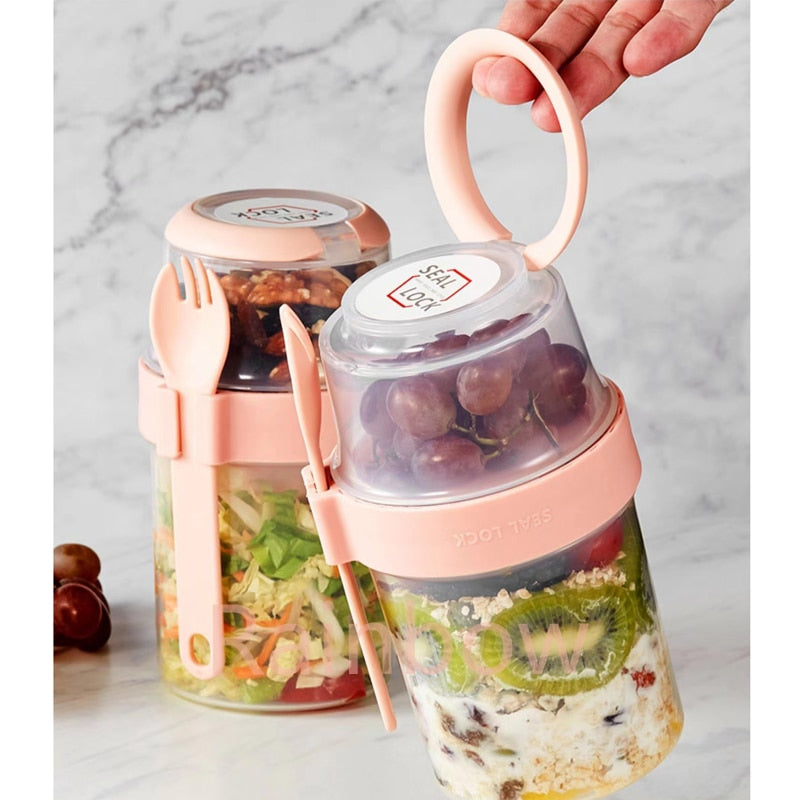 Cup Seal Container Set with Fork Sauce Cup Lid