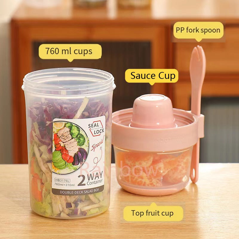 Cup Seal Container Set with Fork Sauce Cup Lid