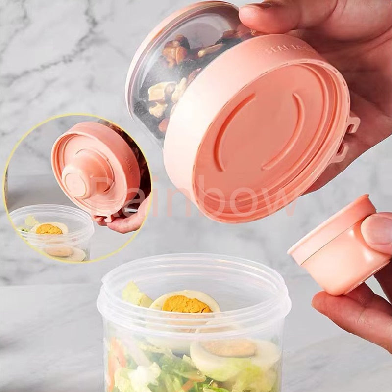 Cup Seal Container Set with Fork Sauce Cup Lid