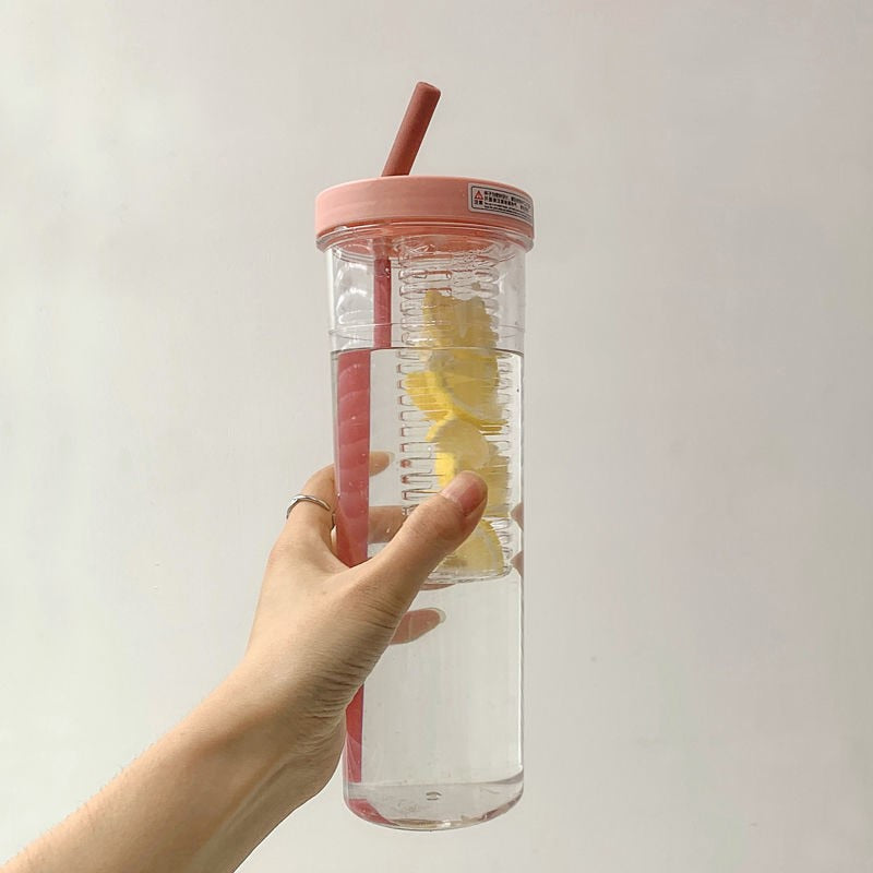 Fruit Filter Water Bottle with Straw